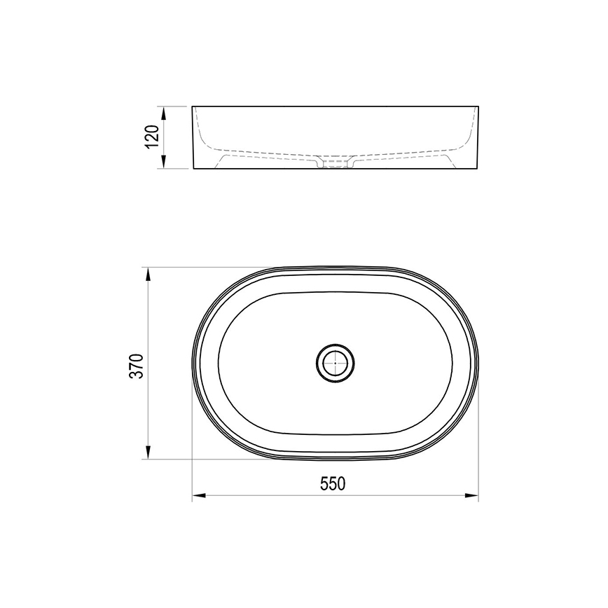 Ravak XJX0D155000 - Umývadlo na dosku CERAMIC SLIM 55x37 cm keramika/čierna