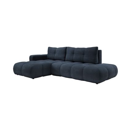 Rozkladacia rohová čalúnená sedacia súprava s úložným priestorom do tvaru L ALMADA ľavá modrá