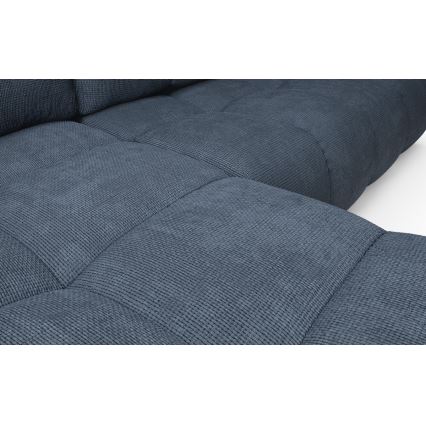 Rozkladacia rohová čalúnená sedacia súprava s úložným priestorom do tvaru L ALMADA ľavá modrá