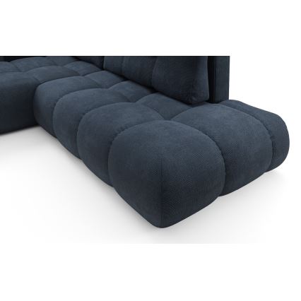 Rozkladacia rohová čalúnená sedacia súprava s úložným priestorom do tvaru L ALMADA ľavá modrá