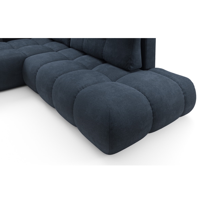 Rozkladacia rohová čalúnená sedacia súprava s úložným priestorom do tvaru L ALMADA ľavá modrá