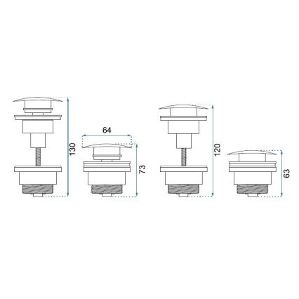 REA-A2361 - Výpusť do umývadla CLICK-CLACK pr. 6,4 cm matná biela