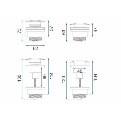 REA-A4100 - Umyvadlový odtok CLICK-CLACK, priemer 6,4 cm, lesklá čierna
