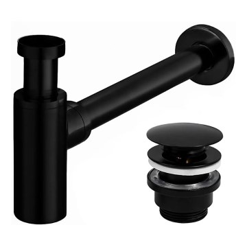REA-A5215 - Umývadlový sifón s výpusťou CLICK-CLACK, priemer 6,4 cm, matná čierna