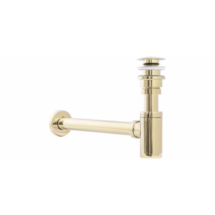 REA-A5692 - Umyvadlový sifón s výpustom CLICK-CLACK pr. 6,4 cm zlatý