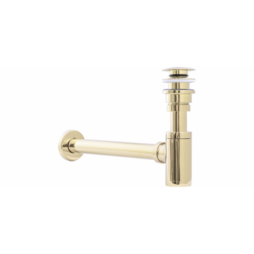 REA-A5692 - Umyvadlový sifón s výpustom CLICK-CLACK pr. 6,4 cm zlatý