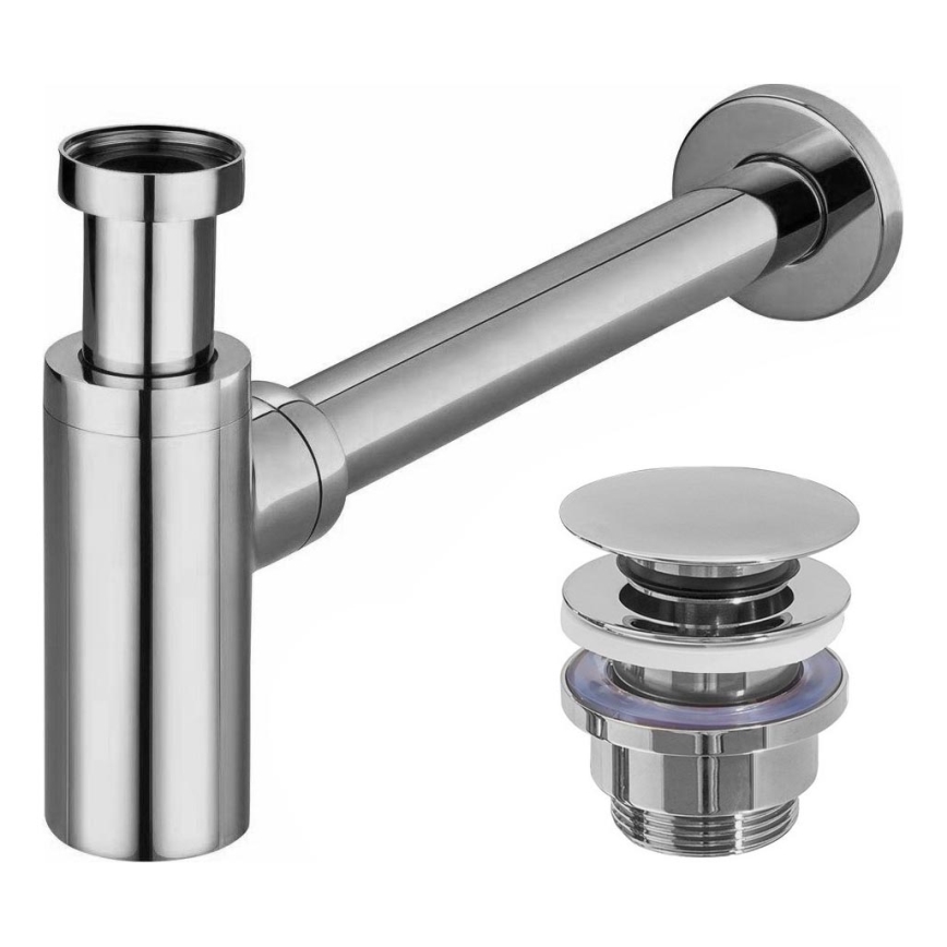 REA-A5693 - Umývadlový sifón s výpusťou CLICK-CLACK, priemer 6,4 cm, lesklý chróm