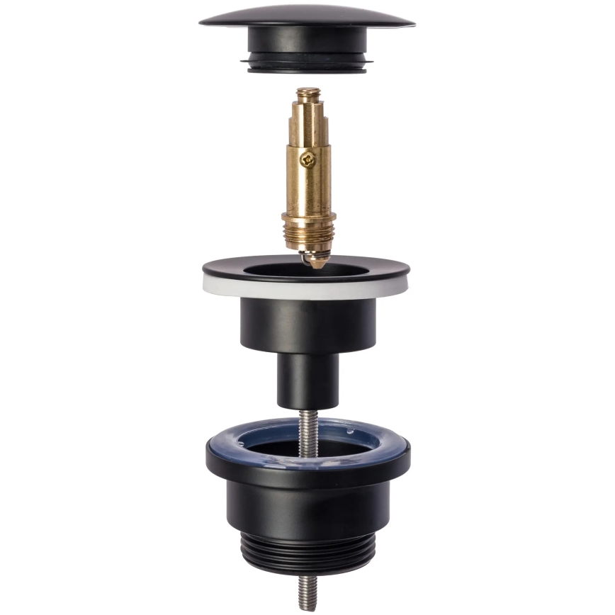 REA-A8536 - Umývadlový sifón s výpusťou CLICK-CLACK, priemer 6,4 cm, čierny