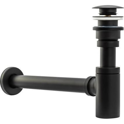 REA-A8536 - Umývadlový sifón s výpusťou CLICK-CLACK, priemer 6,4 cm, čierny