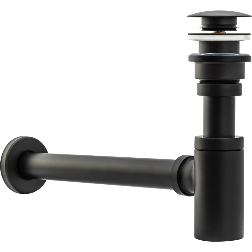 REA-A8536 - Umývadlový sifón s výpusťou CLICK-CLACK, priemer 6,4 cm, čierny
