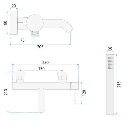 REA-B0980 - Vaňová súprava LUNGO DIAMOND kartáčovaná meď