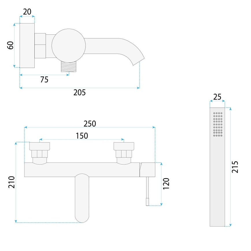 REA-B0980 - Vaňová súprava LUNGO DIAMOND kartáčovaná meď