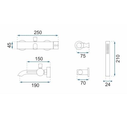 REA-B1115 - Vaňová súprava LUNGO kartáčovaná meď