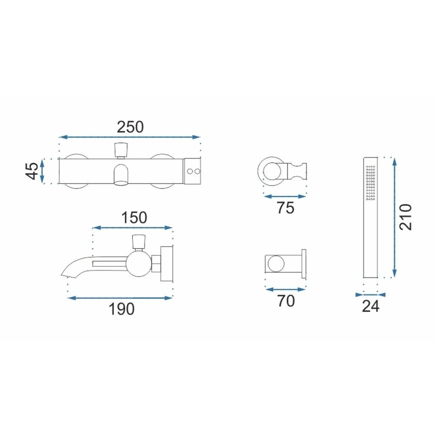 REA-B4422 - Vaňová súprava LUNGO lesklá čierna