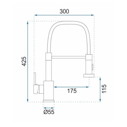REA-B4820 - Drezová batéria s výsuvnou sprchou COLIN 42,5 cm čierna