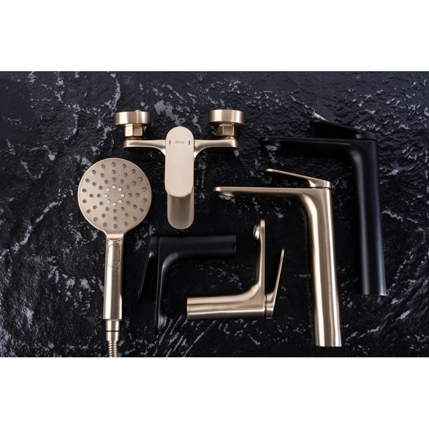 REA-B4895 - Umývadlová batéria MARCO 27,5 cm brúsená zlatá