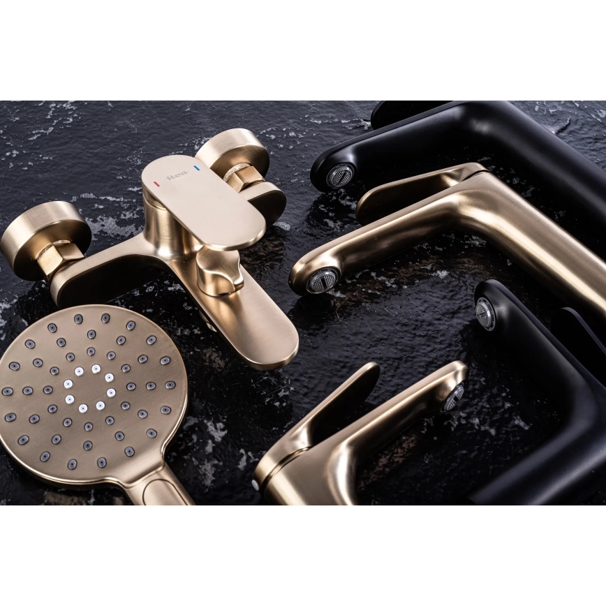 REA-B4895 - Umývadlová batéria MARCO 27,5 cm brúsená zlatá