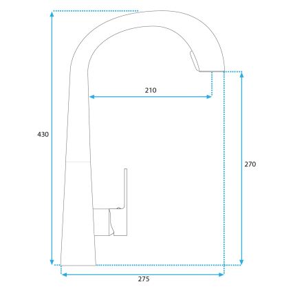 REA-B5313 - Drezová batéria s vysúvacou sprškou ROSS 43 cm čierna