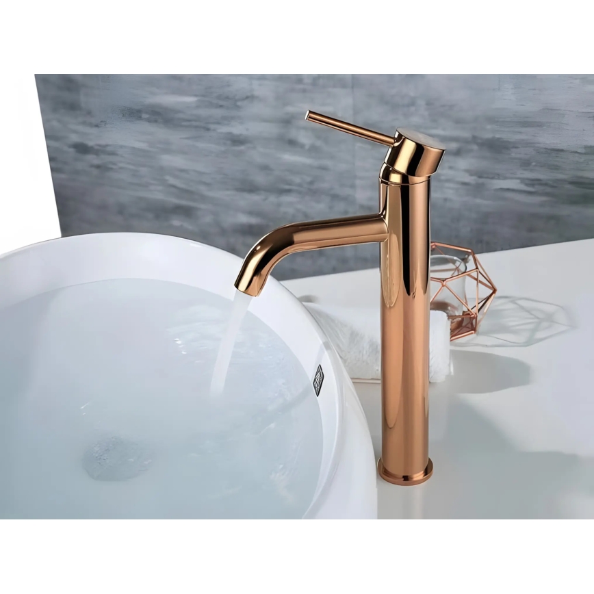 REA-B6321 - Umývadlová batéria LUNGO 28 cm ružovo-zlatá