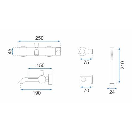REA-B6641 - Vaňová súprava LUNGO lesklý chróm