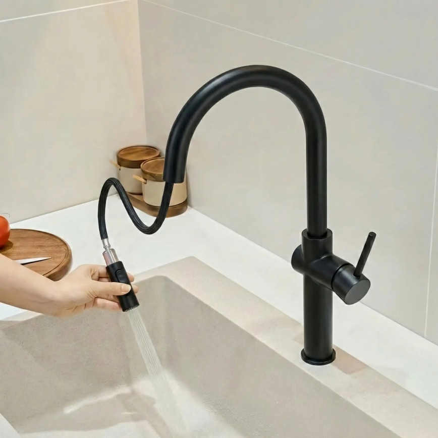 REA-B7200 - Drezová batéria s vysúvacou sprškou FRESH 45 cm čierna