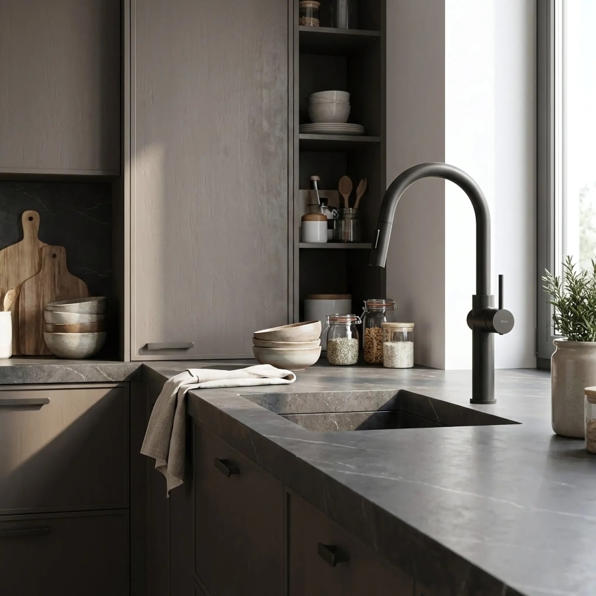 REA-B7200 - Drezová batéria s vysúvacou sprškou FRESH 45 cm čierna