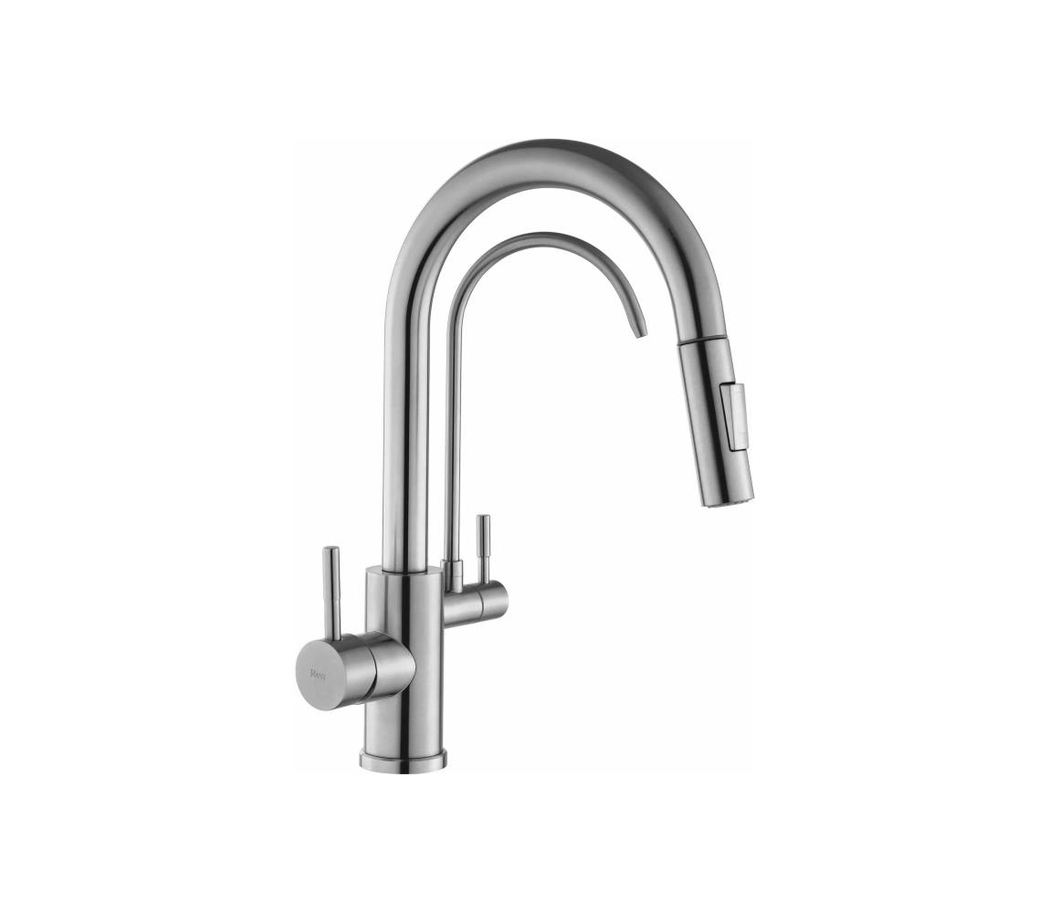 REA-B7563 - Drezová batéria ECO FRESH s výsuvnou sprchou a filtráciou, 37,5 cm, nikel REA-B7563