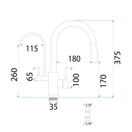 REA-B7564 - Drezová batéria s výsuvnou sprškou a filtráciou ECO FRESH 37,5 cm matná čierna