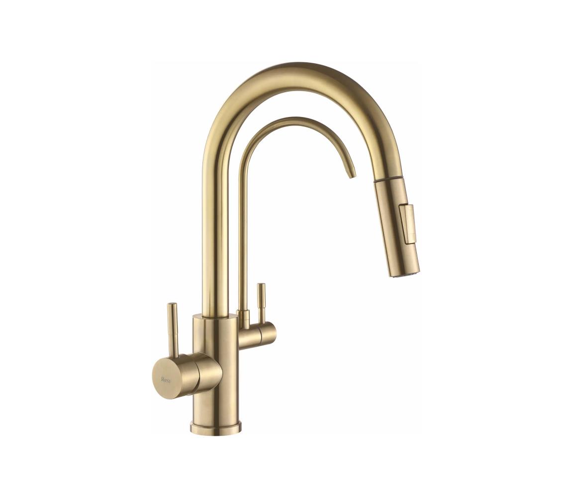 REA-B7596 - Drezová batéria s vyťahovacou sprškou a filtráciou ECO FRESH 37,5 cm bronzovo-zlatá REA-B7596