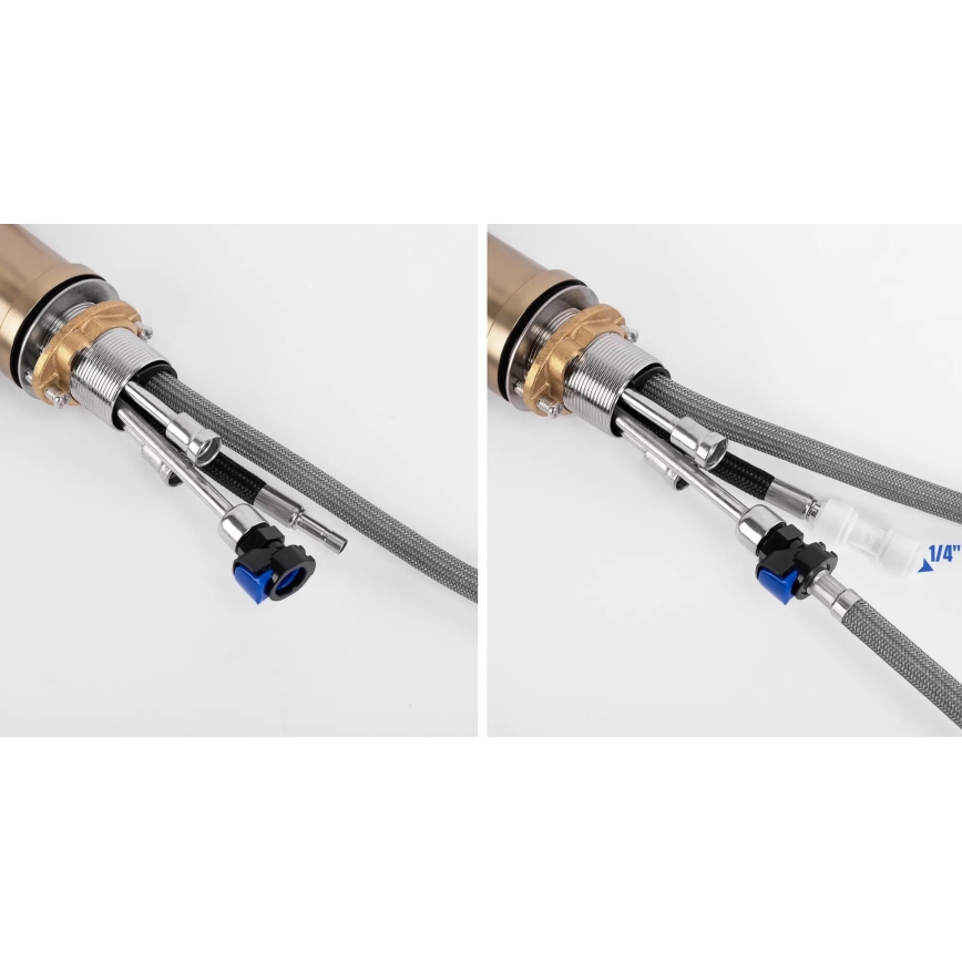 REA-B7596 - Drezová batéria s vysúvateľnou sprchou a filtráciou ECO FRESH 37,5 cm kartáčovaná zlatá