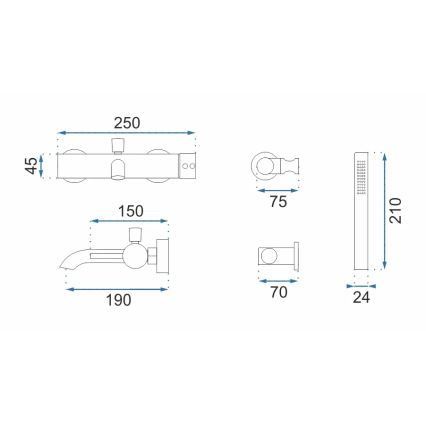 REA-B8010 - Vaňová sada LUNGO v brúsenom zlate