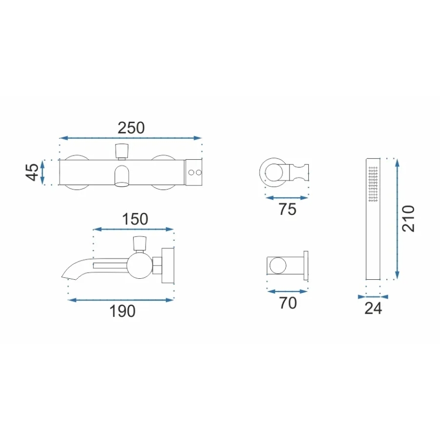 REA-B8010 - Vaňová sada LUNGO v brúsenom zlate