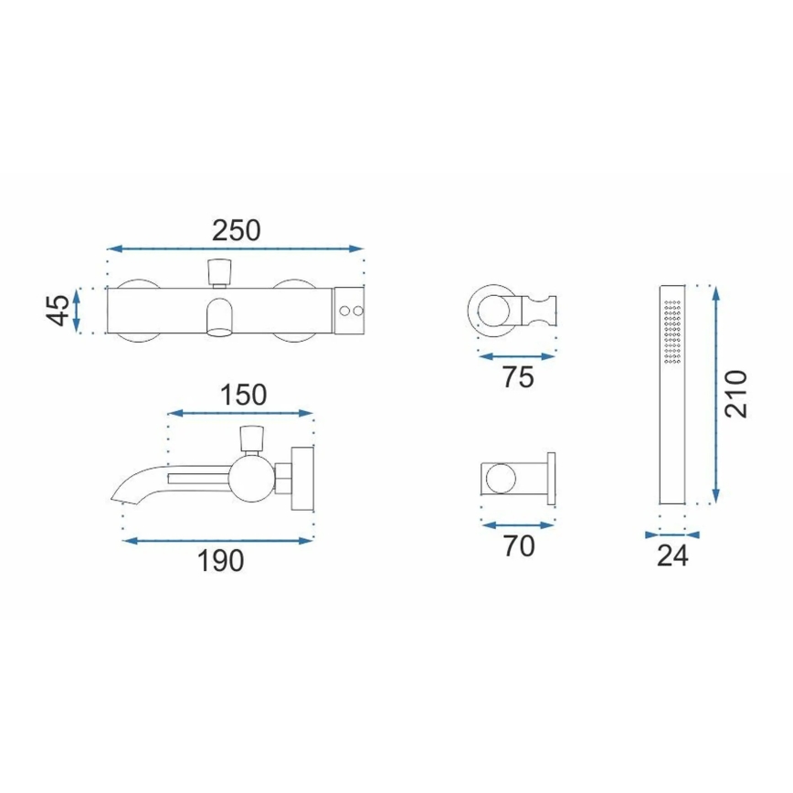 REA-B8030 - Súprava na vaňu LUNGO, matná biela