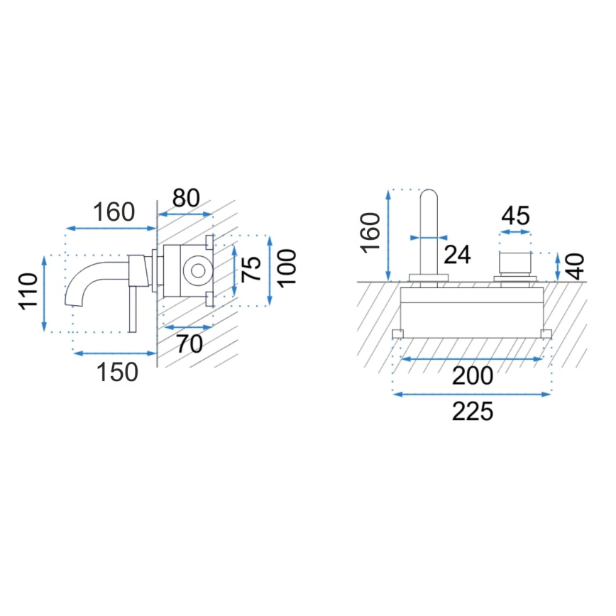 REA-B8652 - Umývadlová batéria pre podomietkovú inštaláciu LUNGO brúsená zlatá