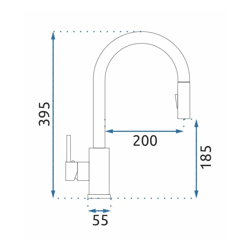 REA-B9146 - Drezová batéria s výsuvnou sprškou FRESH 39,5 cm nikel