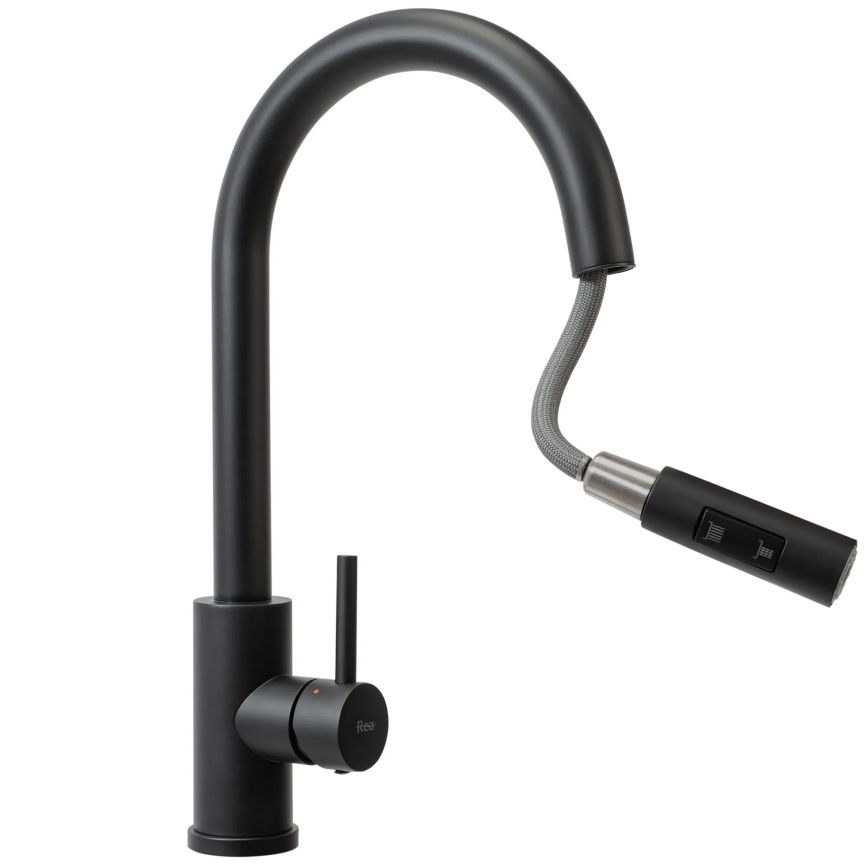 REA-B9147 - Drezová batéria s vysúvacou sprškou FRESH 39,5 cm matná čierna