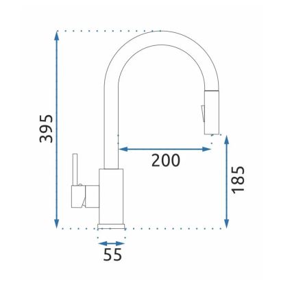REA-B9147 - Drezová batéria s vysúvacou sprškou FRESH 39,5 cm matná čierna