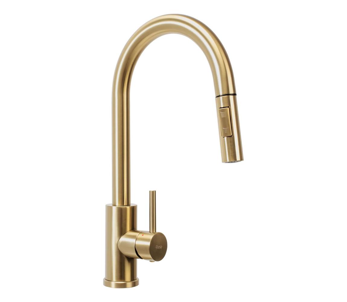 REA-B9148 - Drezová batéria s vysúvacou sprškou FRESH 39,5 cm brúsená zlatá REA-B9148