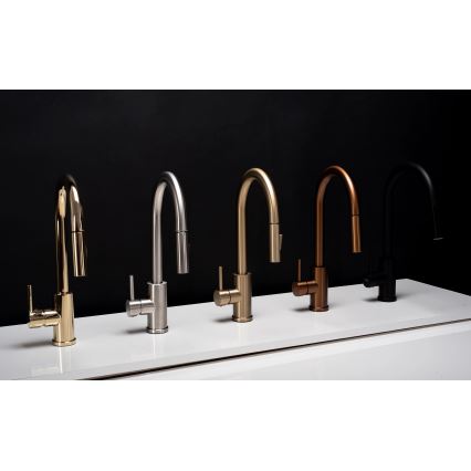 REA-B9148 - Drezová batéria s vysúvacou sprškou FRESH 39,5 cm brúsená zlatá