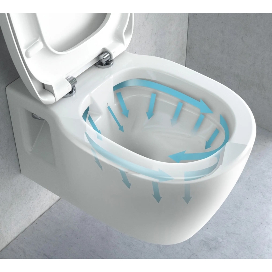 REA-C1400 - Závesné WC s toaletným sedátkom CARTER RIMLESS keramika/biela