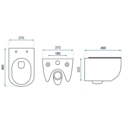 REA-C1400 - Závesné WC s toaletným sedátkom CARTER RIMLESS keramika/biela