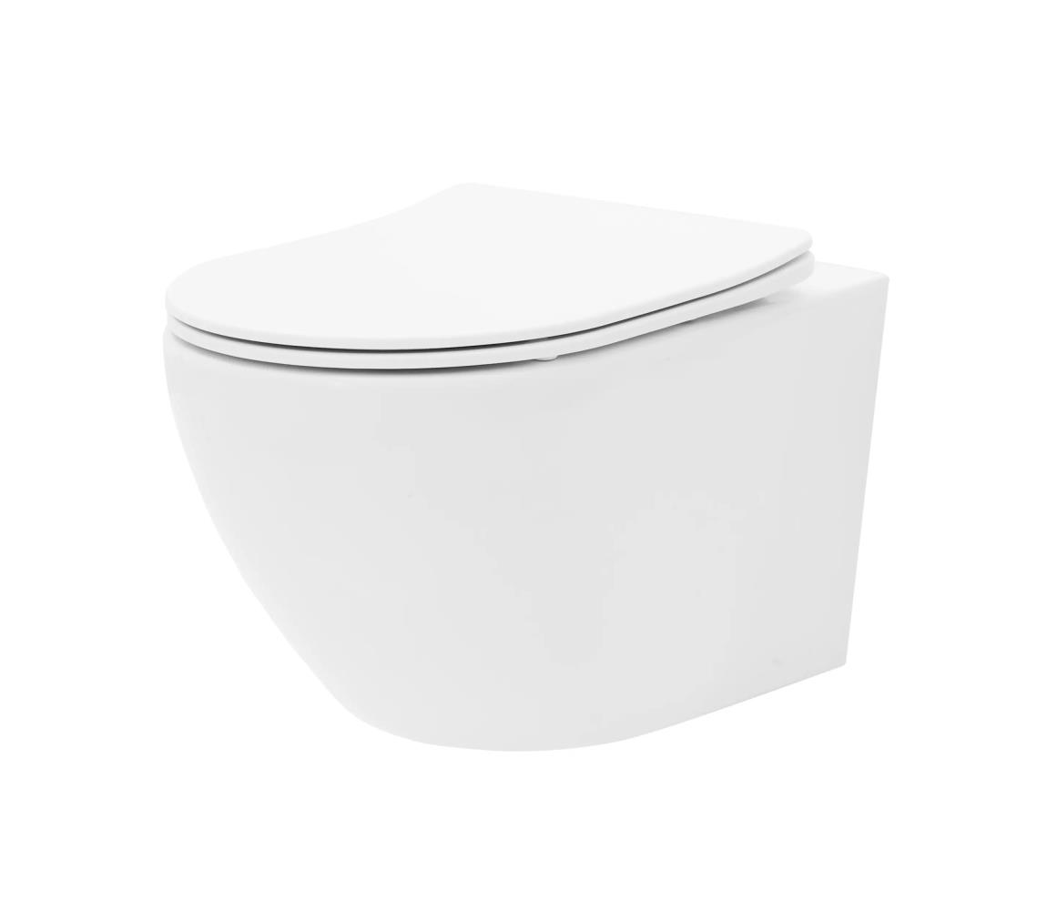 REA-C2760 - Závesné WC s toaletným sedadlom CARLO FLAT MINI RIMLESS keramika/lesklá biela REA-C2760