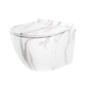 REA-C6390 - Závesné WC s WC sedátkom CARTER TORNADO RIMLESS, keramika/imitácia kameňa