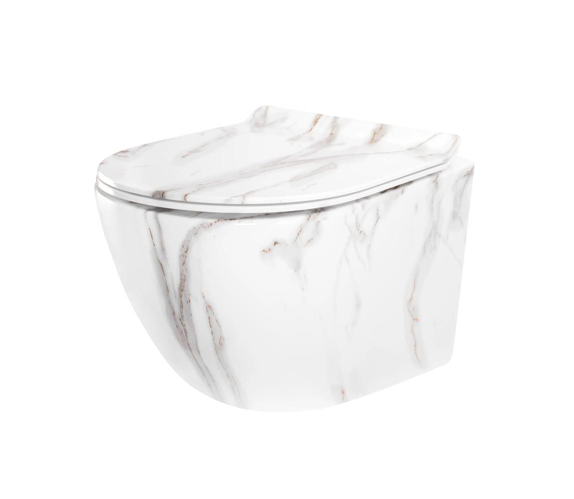 REA-C6390 - Závesné WC s WC sedátkom CARTER TORNADO RIMLESS, keramika/imitácia kameňa REA-C6390