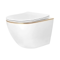 REA-C6806 - Závesné WC s WC sedátkom CARLO MINI TORNADO RIMLESS keramika/biela/zlatá