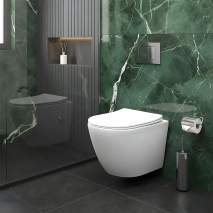 REA-C9701 - Závesné WC CARLO LUX s bidetovou sprchou a sedátkom, keramika/biela