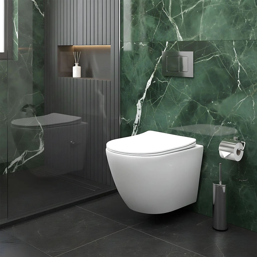 REA-C9701 - Závesné WC CARLO LUX s bidetovou sprchou a sedátkom, keramika/biela