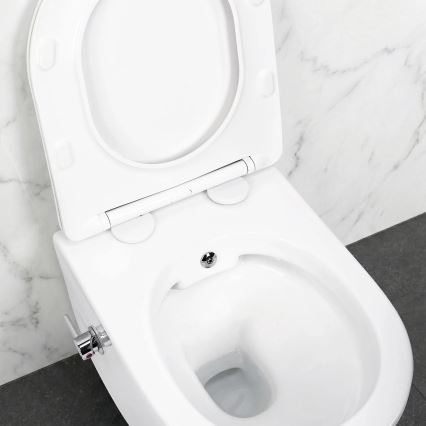 REA-C9701 - Závesné WC CARLO LUX s bidetovou sprchou a sedátkom, keramika/biela