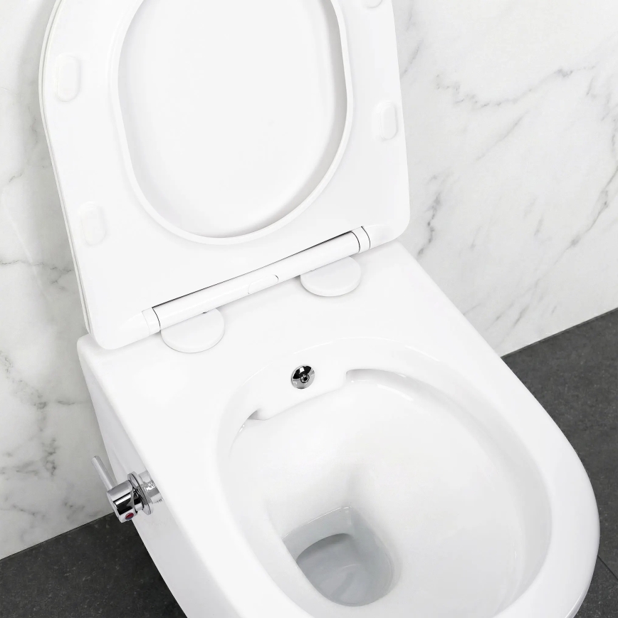 REA-C9701 - Závesné WC CARLO LUX s bidetovou sprchou a sedátkom, keramika/biela
