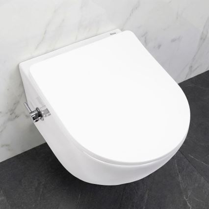 REA-C9701 - Závesné WC CARLO LUX s bidetovou sprchou a sedátkom, keramika/biela